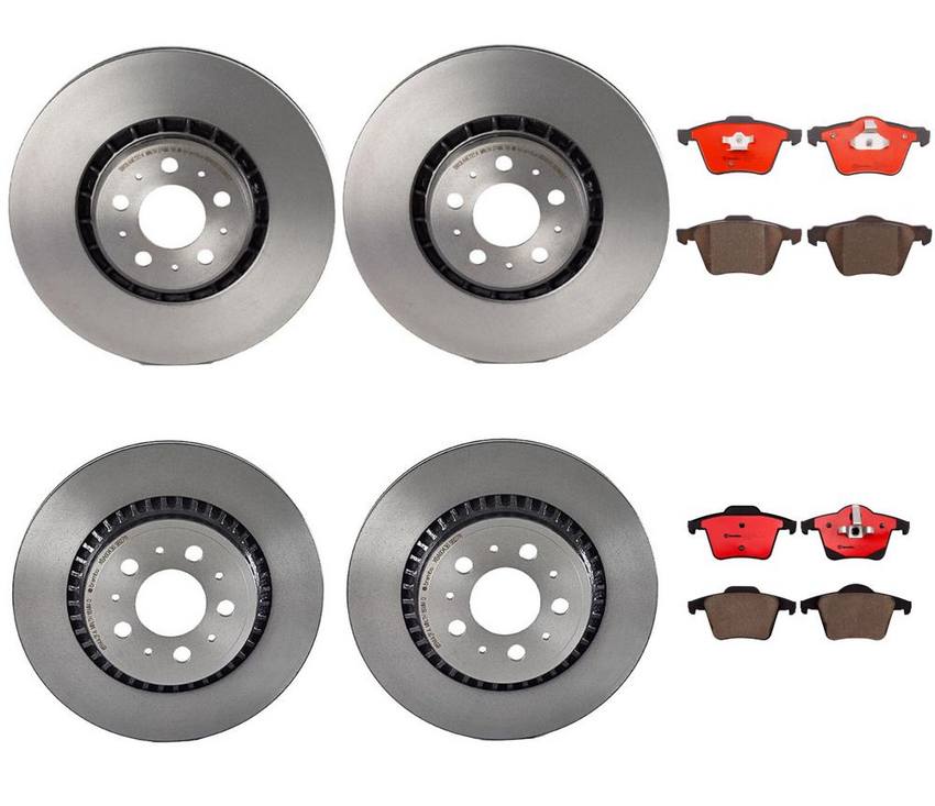 Volvo Disc Brake Pad and Rotor Kit - Front and Rear (336mm/308mm) (Ceramic) 31471824 - Brembo 2861681KIT